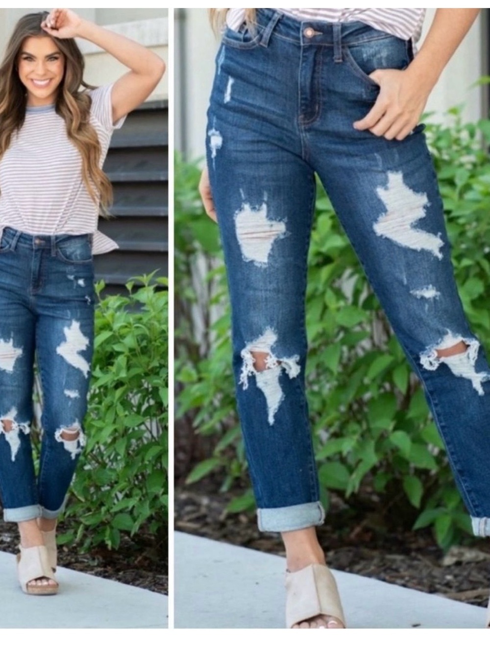 Judy Blue Boyfriend Fit Jeans Distressed High Waist Destroyed  Size 7/28 New NWT